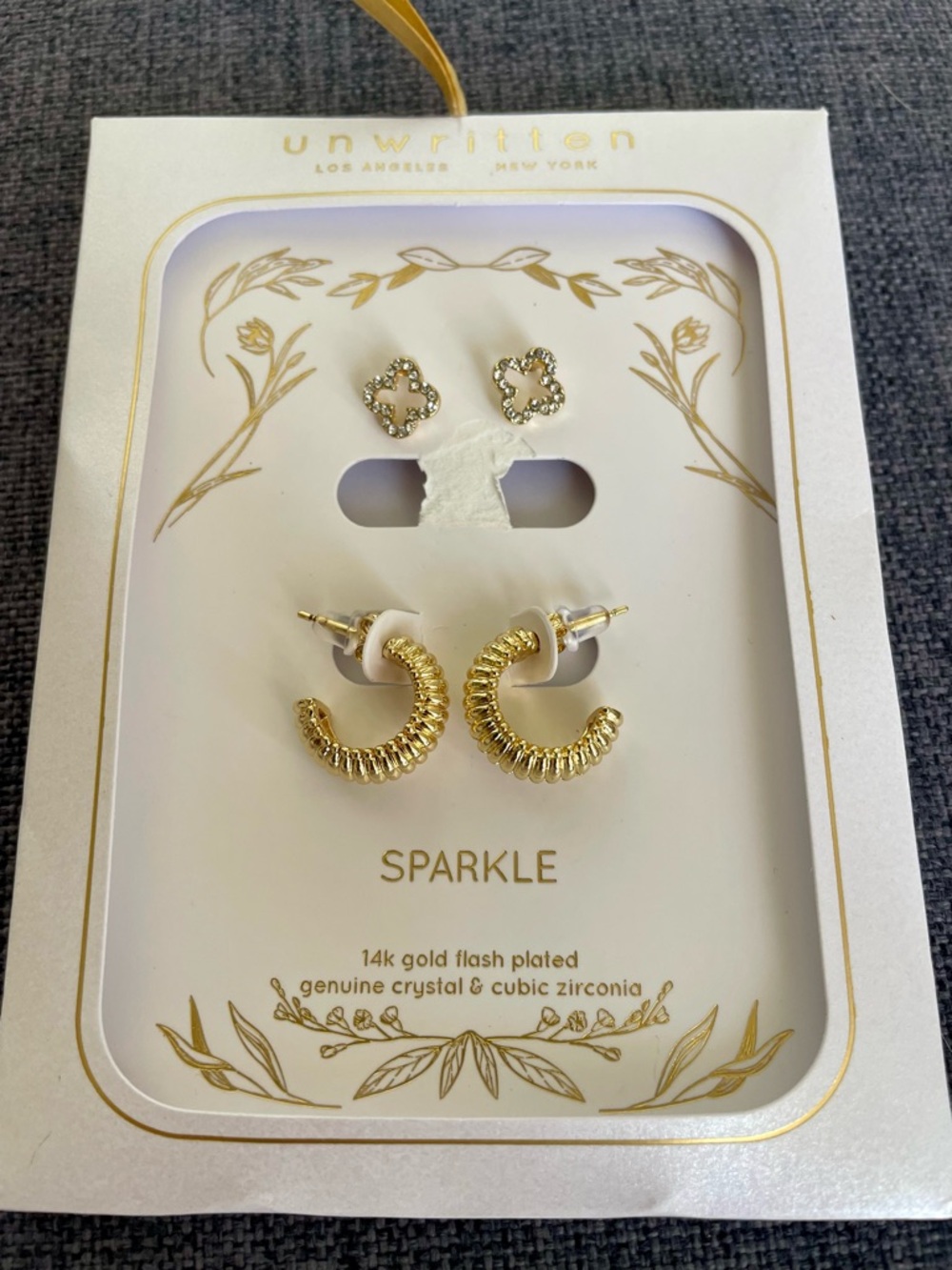 New Unwritten Gold Sparkle Hoop and Stud Earring Set